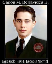 Restauración de la fotografía de Carlos M. Benavides B., egresado en 1941  de la Escuela Normal, hoy Liceo de Heredia, quien fuera a la vez docente y  director institucional.