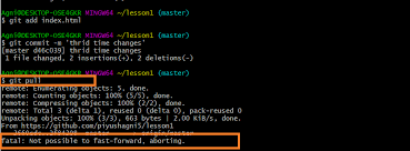 The remote command helps you to manage connections to remote repositories. Fatal Not Possible To Fast Forward Aborting Stack Overflow