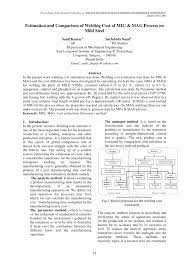 Pdf Estimation And Comparison Of Welding Cost Of Mig Mag Process On Mild Steel