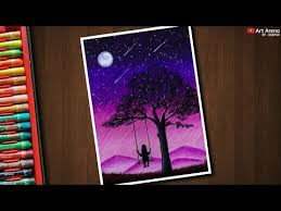 Girl On Swing Scenery Drawing With Oil Pastels Step By Step Youtube In 2020 Oil Pastel Drawings Easy Oil Pastel Art Oil Pastel Paintings