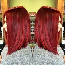 Fire Red Angled Long Bob Hair By Trisha Browning At Fringe Salon Lennon Mi Avedacolor Fringelennon Long Bob Hairstyles Bob Hairstyles Wavy Bob Hairstyles