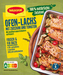 Next, rub both sides of the zucchini slices with olive oil and season with salt and pepper and your choice of fresh herbs ; Maggi Fix Fur Ofen Lachs Mit Zucchini Tomaten Maggi De