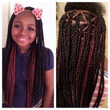 Kids Box Braids Triangle Part Red Braids Black Braids Box Braids Hairstyles Kids Braided Hairstyles Box Braids Styling