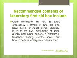 Laboratory rules,accidents in lab & first aid first aid 1. Lecture 8 Laboratory Accidents And