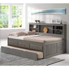 A wide drawer with premium slides graces either side of the south shore step one full/queen platform bed with drawers. Harriet Bee Gilbertson Bed W 3 Drawers Trundle Bed Frame Wood Solid Wood In Charcoal Daybed With Drawers Bed With Drawers Underneath Daybed With Storage
