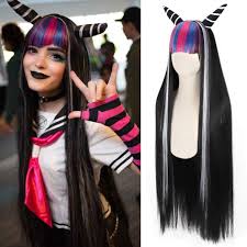 Did you ever come across with such an overlapping cuteness? Amazon Com Ibuki Mioda Cosplay Wigs For Danganronpa Costume Long Black Hair Wig Anime Harajuku Lolita Cute Synthetic Wigs For Party Ad017bk Beauty