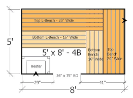 5x8 Sauna Layout With 4 Benches Most Benches Possible With This Home Sauna Plan Sauna Design Outdoor Sauna Kits Building A Sauna