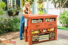 The simple how to make a kitchen island design allows for a good amount of work space along with a rack for storage. Make Your Own Kitchen Island Out Of An Old Coffee Table