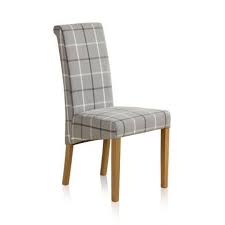 Scroll Back Chair With Solid Oak Legs Check Granite Fabric Oak Dining Sets Oak Dining Furniture Simple Dining Chairs