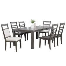 The legs and frame are made of solid. Dining Set W Upholstered End Chairs Shades Of Gray 7 Piece Sunset Trading