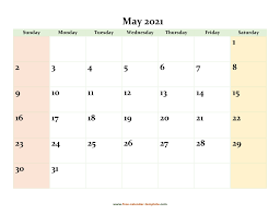 June 2021 calendar >> download word pdf png. May 2021 Free Calendar Tempplate Free Calendar Template Com