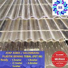 Harga plastik cor ( hijau muda butek ) per roll. Jual Atap Asbes Gelombang Plastik Bening Tebal Pet 08 3 M Kab Bekasi Ss Steelindo Tokopedia