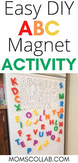 This preschool alphabet activities list is awesome! Letter Fridge Matching Game Using Large Magnet Letters Alphabet Games Preschool Preschool Activities Alphabet Activities