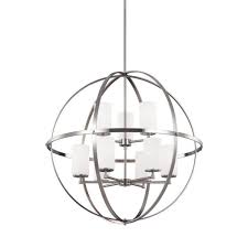 Sea Gull Lighting Alturas 32 5 In W 9 Light Brushed Nickel Multi Tier Chandelier With Glass Shades 3124609 962 The Home Depot
