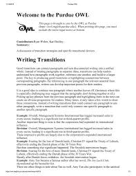 Let us know all about it once you're done! Welcome To The Purdue Owl Writing Transitions