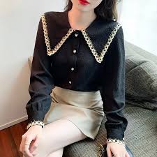 Shop Our Autumn Women's Solid Black Blouse with Long Sleeves