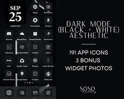 191 Black Aesthetic Ios 14 Ios 15 App Icons Dark Mode Widget Cover Widgetsmith Shortcuts Black Icon Pack Dark Mode Icons App Icon Shortcut Icon Black Aesthetic