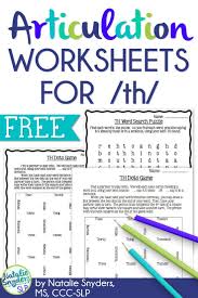 Free Articulation Worksheets For The Th Sound From Natalie Snyders Speech Therapy Materials Articulation Worksheets Dots Game
