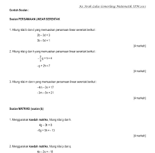 ← nota ulangkaji spm matematik tambahan tingkatan 4 dan tingkatan 5. Contoh Soalan Persamaan Linear Tingkatan 5 Resepi Book F