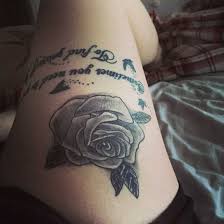 Rose, wings and skull thigh tattoos. 99 Spicy Thigh Tattoos And Designs For Girls