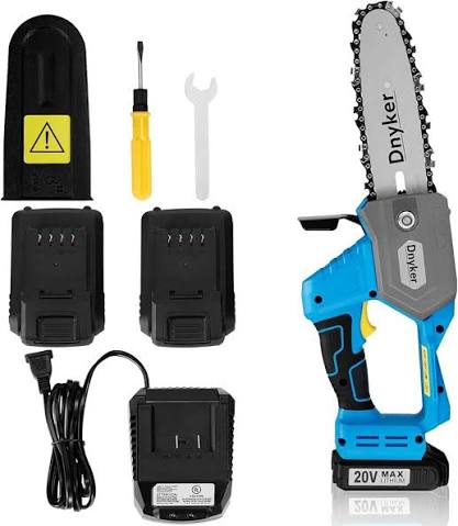 DNYKER Motosierra el&eacute;ctrica de 800 W, motosierra inal&aacute;mbrica de 8 pulgadas, corte de madera de mano, 20 V, bater&iacute;a de litio recargable para recortar ...