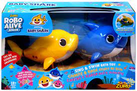 From what we know so far, this little yellow cutie is totally water activated. Baby Shark Sing Swim Baby Daddy Shark Robotic Bath Toy 2 Pack Walmart Com Walmart Com