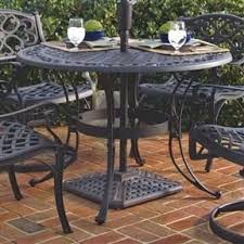 42 Inch Round Black Metal Outdoor Patio Dining Table With Umbrella Hole Patio Dining Table Outdoor Patio Patio Dining