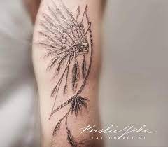 Vector monochrome illustration of native american war bonnet. Indian Headdress Tattoo By Kristie Yuka Photo 17943