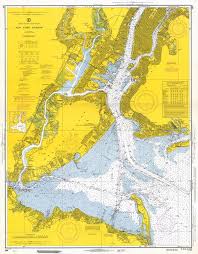New York Harbour Nautical Map 1960s Map Nyc Newyork In