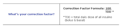 whats a correction factor an insulin sensitivity a ratio