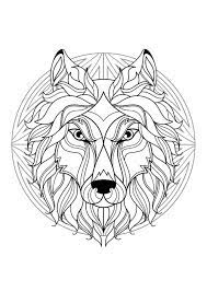 These beautiful mandala coloring pages represent many different cultures and themes. Complex Mandala Coloring Page With Wolf Head 1 Difficult Mandalas For Adults 100 Mandalas Zen Anti Stress