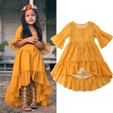 Boho Chic Princess Dress Gorgeous Flowing Dress Beautiful Mustard Color Buttons Down Front Simple Inner Lining Comfortable Kinder Kleider Kleider Kinder