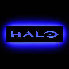 Lighted Halo Logo Sign And Wall Art Halo Game With Master Chief Led Illuminated Geek Decor And Gamer Decor Gamer Decor Halo Game Gamer Wall Art