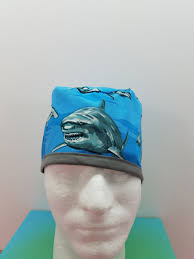 Men's Surgical Scrub Hats, or Scrub Caps -predators Sharks- Cotton 100%