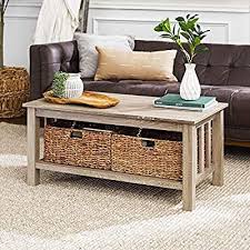 Turn your coffee table into a storage powerhouse with these simple organizing tricks. Amazon Com Walker Edison Furniture Company Rustic Wood Rectangle Coffee Accent Table Sto Storage Baskets Living Room Coffee Table Walnut Furniture Living Room
