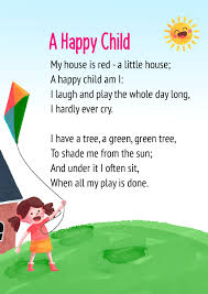 Classic poems for english recitation. A Happy Child Poem For Class 1 In English