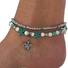 Sea Turtle Anklet Boncuklu Halhal Halhal Boncuklu Bileklikler
