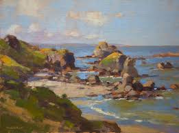 Jim Mcvicker Above Luffenholtz Beach 12x16 Plein Air Paintings Art Seascape Paintings