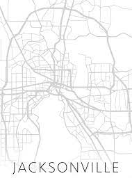 Street Map Of Jacksonville Florida Jacksonville Florida City Street Map Minimalist Black And White Series  Mixed Media By Design Turnpike | Pixels