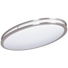 Luminance Bright Satin Nickel Indoor Fluorescent Oval Ceiling Mount F9880 80 The Home Depot