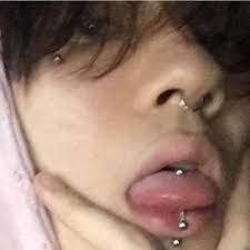 Ulzzang Boys Korean Fashion Beauty Face Piercings Eye Piercing Tongue Piercing Jewelry