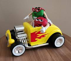 M&Ms Rebel Without A Clue Yellow Hot Rod Candy Dispenser MMS Car Green Red