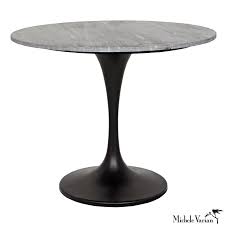 Round Gray Quartz Top With Black Base Stem Bistro Table Dining Table Table Round Entry Table