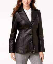Jones New York V Stitched Leather Jacket Black Xs Leather Blazer Women Leather Coat Jacket Leather Jacket