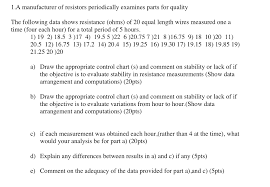 1 A Manufacturer Of Resistors Periodically Examine