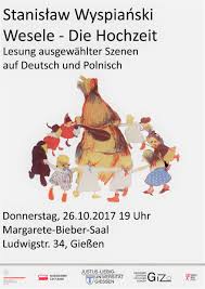 Traumhaft am strand, romantisch in der kirche oder ganz klassisch. Plakat Zur Lesung Stanislaw Wyspianskis Hochzeit