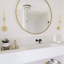 Parlor silver bathroom vanity wall mirror. Round Gold Bathroom Mirror Design Ideas