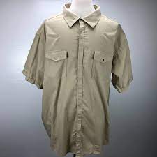 Sean John 4XB XXXXB Solid Beige Button Front Short Sleeve Casual Men's  Shirt 