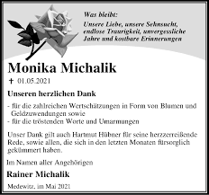 Add a bio, trivia, and more. Traueranzeigen Von Monika Michalik Markische Onlinezeitung Trauerportal