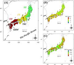 Detailed map of japan and neighboring countries. Maps Of Regional Blocks Flux Monitoring Sites And Climate In Japan Download Scientific Diagram